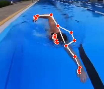 AI-powered swim analysis sample showing technique comparison and feedback overlays